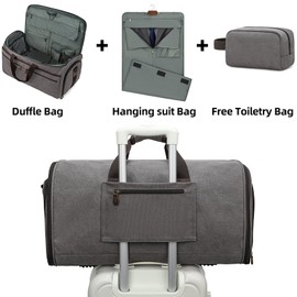 TRITOUR Canvas Garment Duffle Bag Garment Bag Duffle Bag Combo for Travel Convertible Carry on Bag with Detachable Suit Travel Bags for Men Bussiness