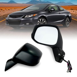 xingshihuang Left Driver Side Mirror For (2012 2013 2014 2015) HONDA CIVIC with Power Mirror Manual Folding丨Without Turn Signal Light Non-Heated Match to Black Replace#76252TR0A01(3 Pins)