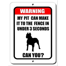 BA IMAGE Funny Warning Beware of Dog Pit Bull Aluminum Sign (9x12, White 001)