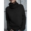 FISACE Womens Oversized Turtleneck Pullover Sweater Cable Knit Long Sleeve