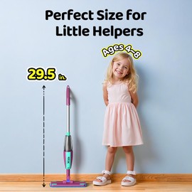 Xlife Toy Spray Mop for Kids - Pretend Play Housekeeping Toys for Ages 4-8- Fuchsia