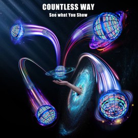 Am Bulan [2 Pack] Upgraded 2022 Flying Orb Boomerang Ball Spinner - 2 Pieces 360 LED Hover Sphere