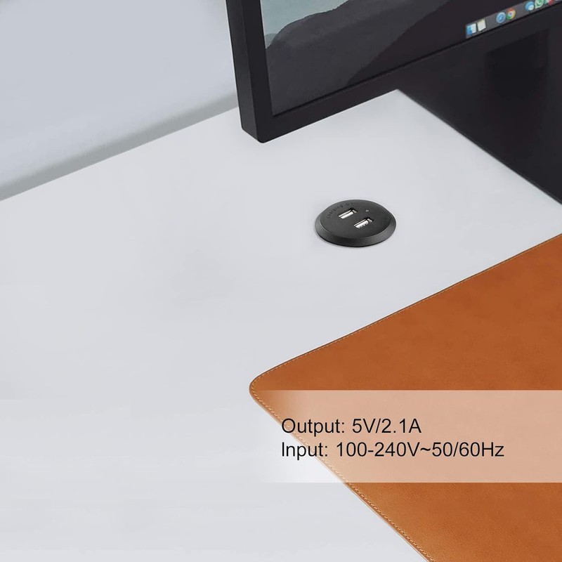 Desktop Recessed Mount USB Power Hub Desk Power Outlet Charging