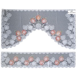 Clever-Kauf-24 Bistro-Bogen Scheibengardine 2362 | 2 teiliges Set | weiß/aprikot | Küchengardine | Gardine Panneau | Breite 150cm |