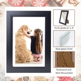 Photo Picture Frame 6 x 4, Black, Freestanding and Wall Mountable, 10 x 15 cm, 6x4 Picture Frames, Black Frames, Photo Frame, 6x4 Photo Frames, Picture Frames, 4x6 Photo Frames
