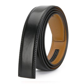 Nelbons Men's Leather Ratchet Belt Strap Only 35mm 1 3/8,Leather Belt without Buckle… (A-black-7, 130CM/UP TO Waist:44'')