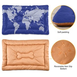 YETTASBIN World Map Crate Pet Bed, Portable Washable Dog Cat Mat, Soft Comfortable Pet Mattress with Non-Slip Bottom for Dogs Cats Sleeping, 24 x 18 Inch