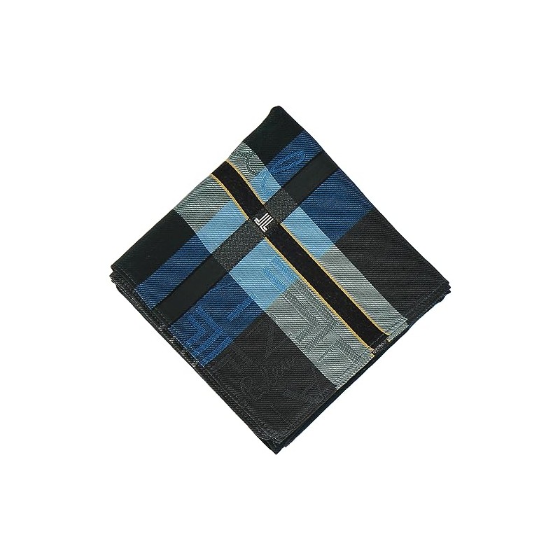 Lanvin on Blue 17506009 Men's Yarn-Dyed Handkerchief, Men's Plaid Handkerchief,