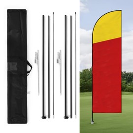 tonchean Feather Flag Pole Kit 2 Pack 11FT Flag Pole Holder for Outside House Heavy Duty Swooper Flag Pole with Ground Stake and Bearing Ring, for Business Advertising Flags, Portable Bag Packed