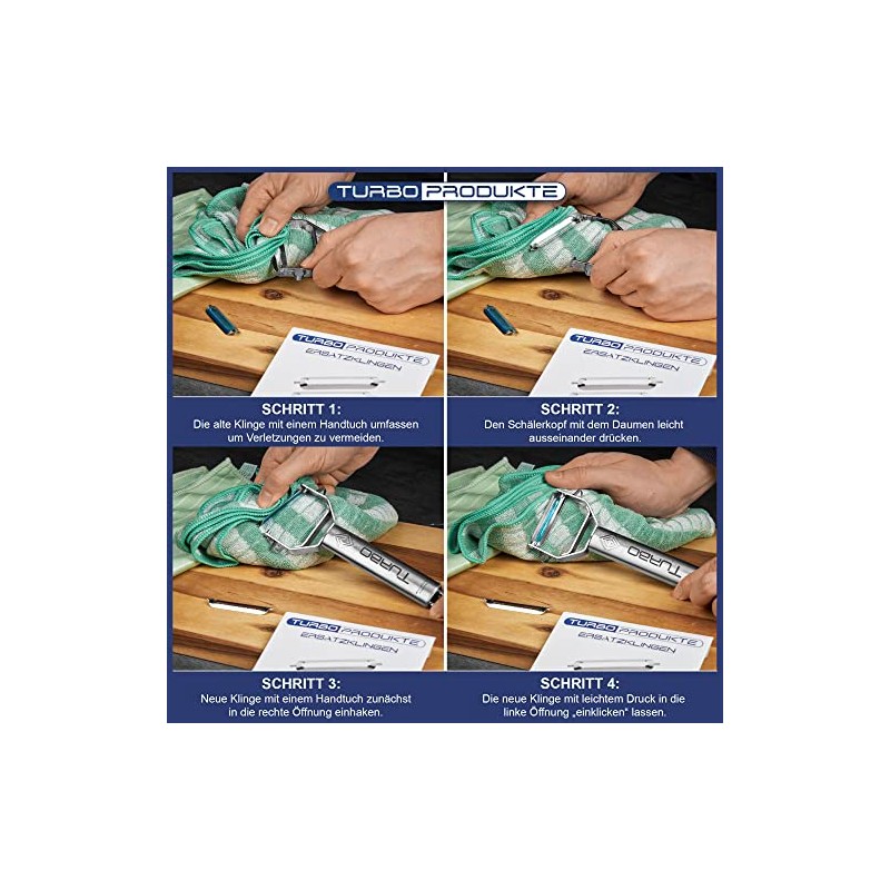 4 original replacement blades for turbo peeler and turbo combo