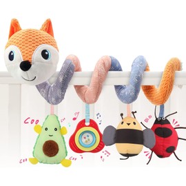 JIUS@FF Juguetes para Sillas De Coche, Juguetes Espirales para Camas, Juguetes Espirales En Suspensión para Viajes Y Actividades Infantiles para El Coche, Regalos para Niñas Y Niños (Naranja)