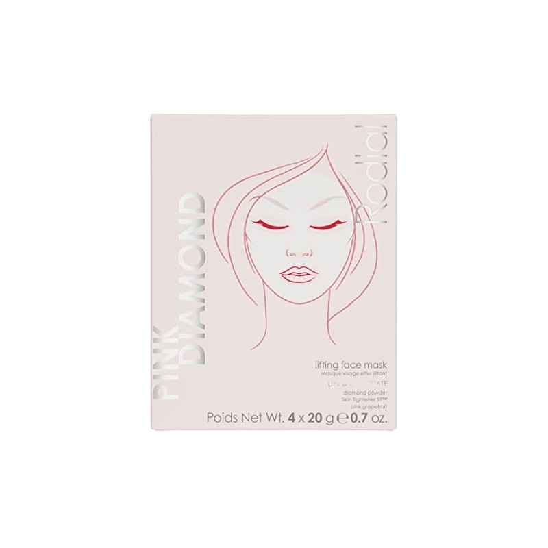 Caja de 4 mascarillas de elevación de diamante rosa