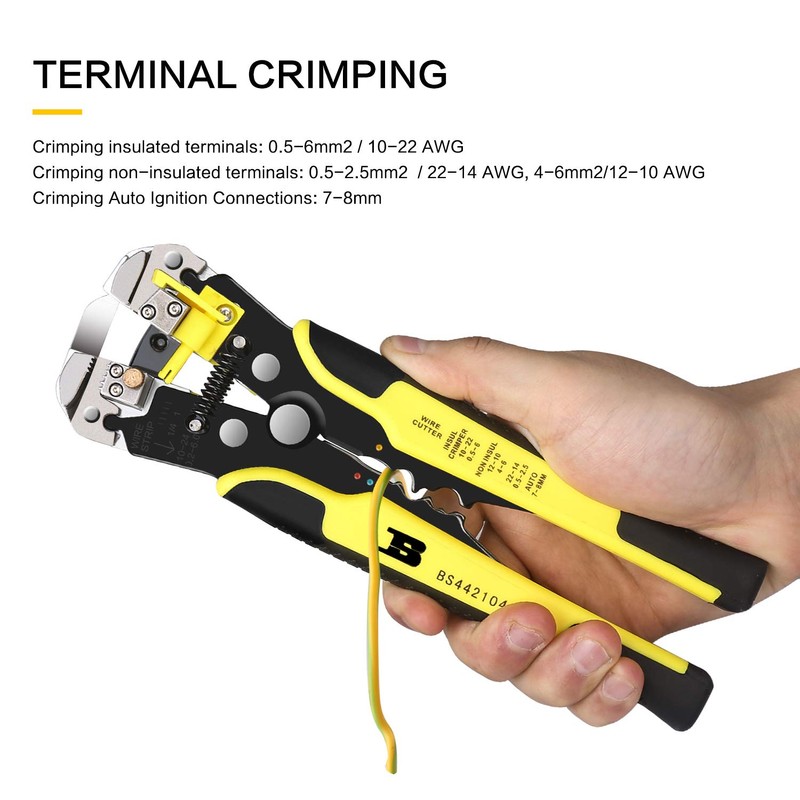 Wire Stripper, Automatic 0.2-6.0 mm² / 24-10 AWG, 3-in-1 Multifunctional