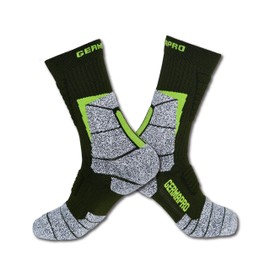 Mens Moisture Wicking Crew Compression Hiking Work Boot Socks w/Germanium Fiber Coolmax All Season 2 Pairs Olive
