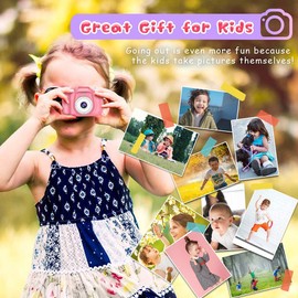 Upgrade Kids Selfie Camera, Christmas Birthday Gifts Toys for Children, HD Digital Video Cameras for Toddler, Portable Toy for 3 4 5 6 7 8 Year Old Boy Girl with 32GB SD Card (Pink)