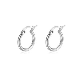 RoseJeopal Silver Hoop Earrings for Women, Small Sterling Silver Hoop Earrings,925 Silver White Gold Hoops Earrings, Sleeper Earring Hoops for Girl, Jewellery Gift for Women Lady(15mm Silver Hoops)