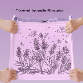 2.6 Gallon Small Trash Bags Tearing-Free Drawstring for Bathroom Office Home Bedroom Trash Can with Purple Lavender Printed Garbage Basket Bags (2.6 Gallon Purple, 100 Count)