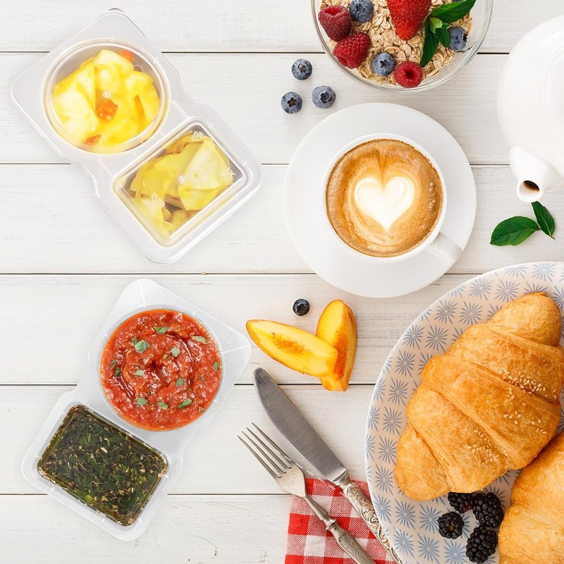 30Pcs Portable Reusable Sauce Container Salad Dressing Container Double Clear