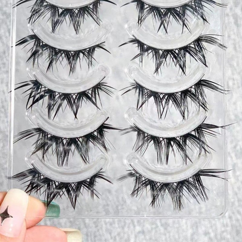 5 Pairs Wet Eyelashes False Eyelashes Japanese Thick Anime False