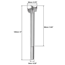 uxcell Forstner Drill Bits 20mm, Tungsten Carbide Wood Hole Saw Auger Opener 125mm Length, Woodworking Hinge Hole Drilling Boring Bit Cutter (Gray)