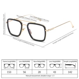 XFentech Retro Sunglasses - Metal Frame Square Vintage Glasses Eyewear for Men Women Goggle Classic Alloy Sunglasses UV400 Protection, Transparent / Black / Gold