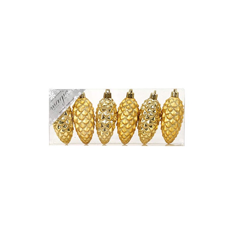 MAGIC Pack of 6 Plastic Pine Cones, 9 cm, Plastic