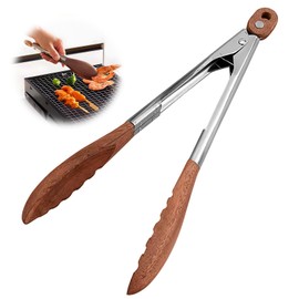 Premium Kitchen Tongs Made of Wood and Stainless Steel, 30 cm, Heat-Resistant, Antibacterial and Easy to Clean, Ideal for Cooking, Grilling and Serving, Olive Wood, High Temperature Resistant