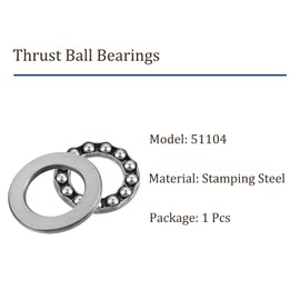 Kozelo 1pc 51104 Thrust Ball Bearing - [20mm ID x 35mm OD x 10mm Thickness] Unidirectional Bearing for use in Oven Turntables and Rotating Applications