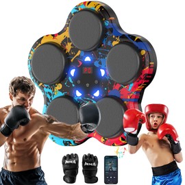 Music Boxing Machine,Boxing Machine Wall Mounted for Adults and Kids Music Punching Machine,Smart Bluetooth Beat Boxing Trainer with Gloves,Electronic Boxing Target Workout Equipment Home Indoor Gym