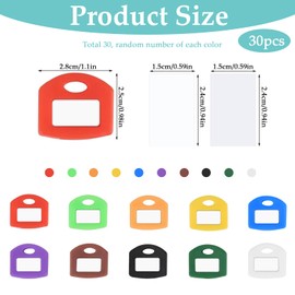 Minfuerang Set of 30 Key Caps with Labels, Square Plastic Caps for Easy Identification of Flat House Keys in 10 Colours (30)