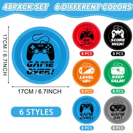 Naozinebi 72PCS Video Game Birthday Plates Gaming Party Supplies 7Inch Game Lovers Tableware Gamer Party Disposable Paper Dessert Plates for Boys Girls Kids Baby Shower Decorations Favor, 6 Designs