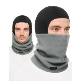 GOT Sports Ski Mask for Men - Balaclava with Fleece Neck Warmer for Cold Weather - Windproof Shiesty Mask for Snowboard (Gray)