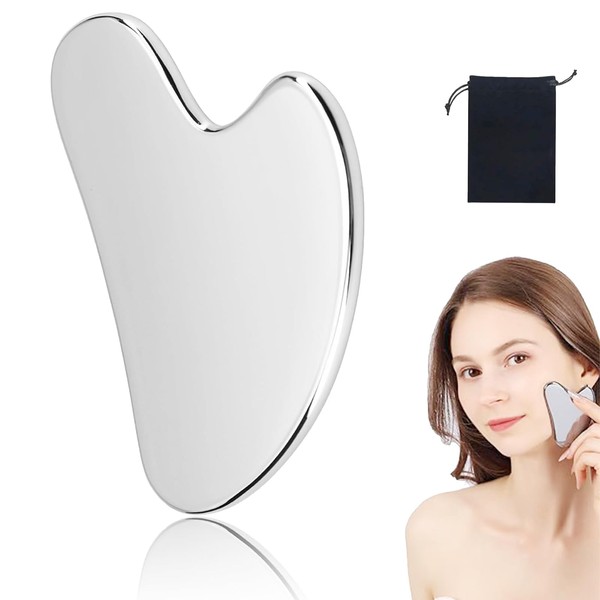 Gua Sha Facial Tool,Stainless Steel Guasha,Scraping Massage Tool for Jawline