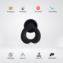 Kreeqe Heart Ear Plugs – Super Soft, Reusable Hearing Protection in Flexible Silicone for Sleep, Noise Sensitivity & Flights (Black)