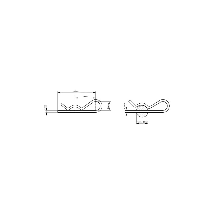 4mm R Clip Single Type AN 75 Retaining Pin Spring