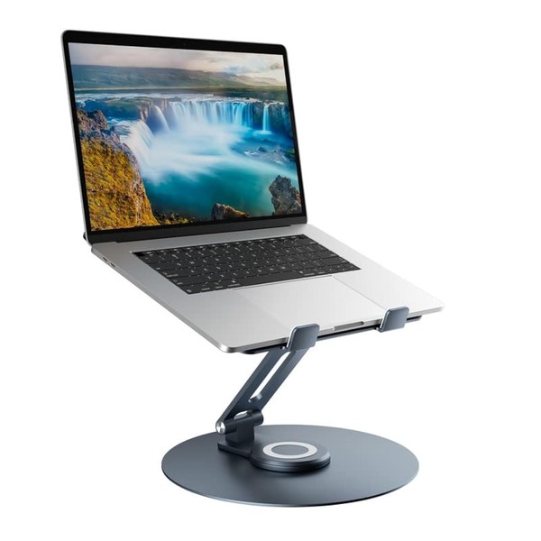 Swivel Laptop Stand for Desk, Adjustable Height Aluminum Computer Stand