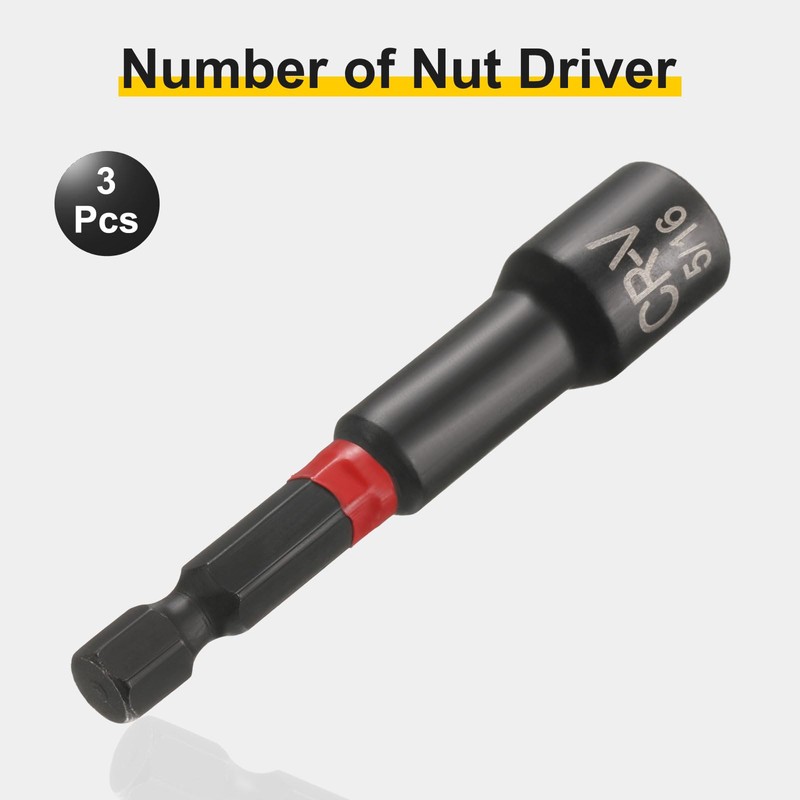 sourcing map 3pcs Nut Driver Drill Bit 5/16 Inch Socket