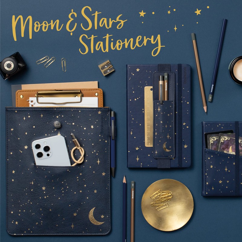 IF Bookaroo Pen Pouch - Moon & Stars, Dark Blue/Gold
