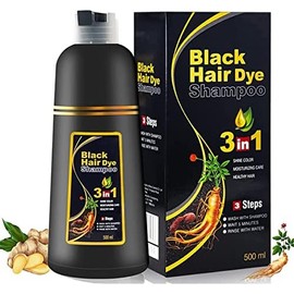 Champú Black Instant Hair Color para cabello gris, cobertura 100 gris, champú 3 en 1 para teñir el cabello negro, colorante a base de hierbas en