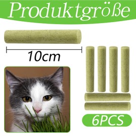 Mmgoqqt Pack of 6 Cat Grass Cat Sticks, Dental Care Cats, Chew Sticks for Plaque Reduction and Hair Balls Elimination for Picky Cats