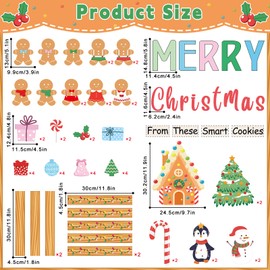 Christmas Gingerbread Bulletin Board Decorations Winter Bulletin Board Set Christmas Tree Cutouts Gingerbread Man House DIY Photo Bulletin Board for Xmas Holiday Classroom School Wall Party Supplies