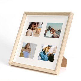 MUZIRI KINOKOO Wooden Picture Frame Square (27.5x27.5 cm) - forFuji Instax Square SQ Link/SQ1/SQ20/SQ10 Photos 4 Inch - Desktop Stand or Wall Mount Frame with Solid Wood Border