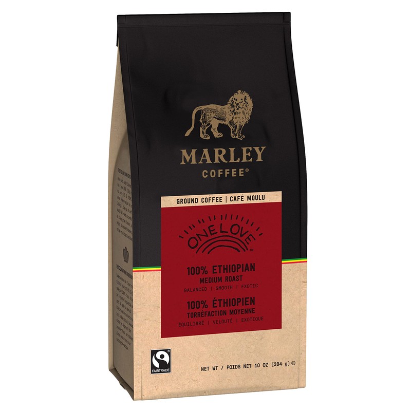 Marley Coffee One Love 100% Ethiopian Ground Coffee, Medium Roast,