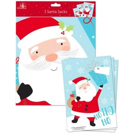 Decsee Set of 3 Giant Christmas Santa Sacks Gift Bags Xmas Sack Fill Toys Kids Eve Stocking - Supersize 75cm x 50cm each