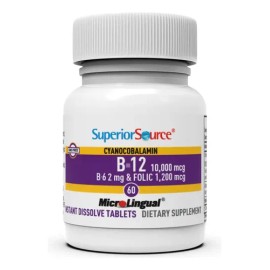 Superior Source Vitamina B12 B6 Ácido Fólico 60 Tabletas