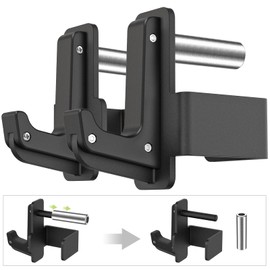 SELEWARE Steel J Hooks for Power Cage Squat Rack Attachment for 3" x 3" Square Tube with 1" or 5/8" Hole Rack, Barbell J-Hook Holder for Power Rack, J Cups Set of 2