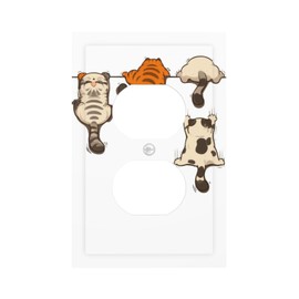 SgEdao Decorative Outlet Covers Novelty Funny Cat Climb Wall Design 1 Gang Duplex Light Switch Cover Plate Wall Plates for Electrical Outlets Switch Plate Covers Face Plate for Home Decor
