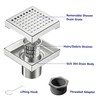 Neodrain 4-Inch Square Shower Drain with Removable Quadrato Pattern Grate,