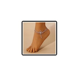 Dishowme Crystal Tulip Anklet Bracelet Layered Rhinestone Flower Foot Chain Summer Beach Tassels Barefoot Sandal Jewelry for Women Girls (Silver)