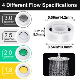 PAGOW 4 Pcs Shower Flow Restrictor Set - 1.8/2.0/2.5/3.0 GPM Reducer, Water Limiter for Handheld Heads (0.56x0.54x0.21inch)